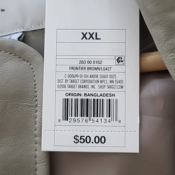 Faux leather belted Anorak jacket tan taupe Womens XXL - Picture 7 of 7